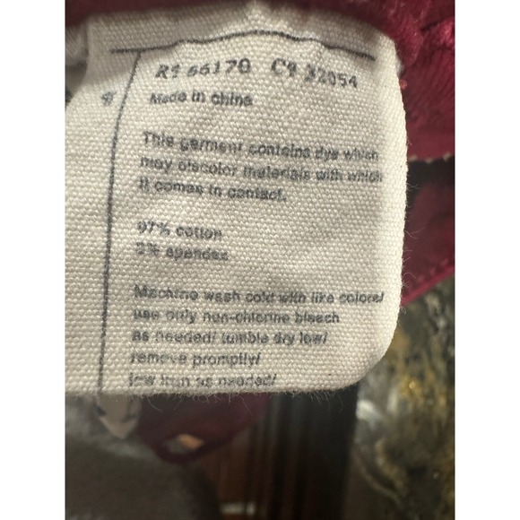 Pilcro Anthropologie Corduroy Burgundy Skinny Zip Ankle Pants Women's Size 29 - Picture 9 of 9